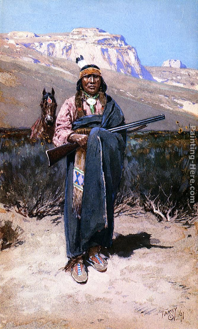Indian Brave painting - Henry Farny Indian Brave art painting